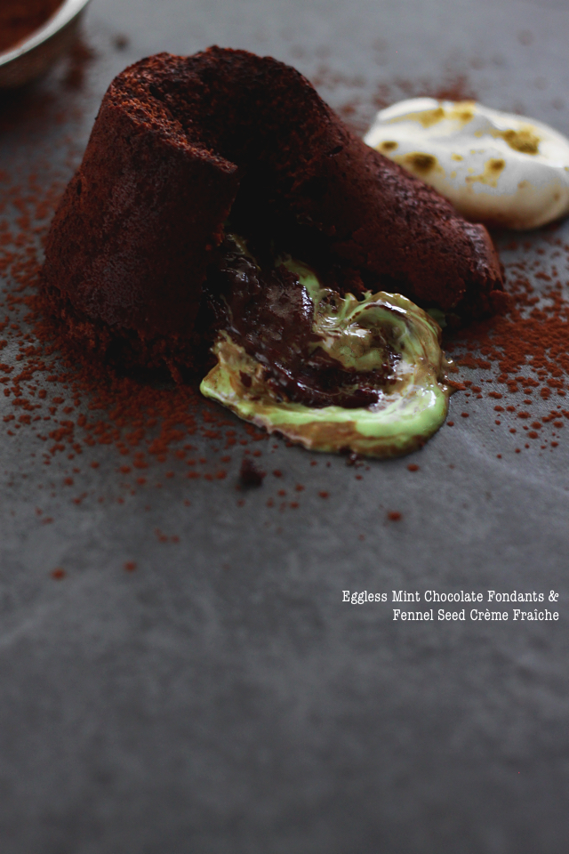 Mint Chocolate Fondants Fennel Seed Creme Fraiche Recipe Image