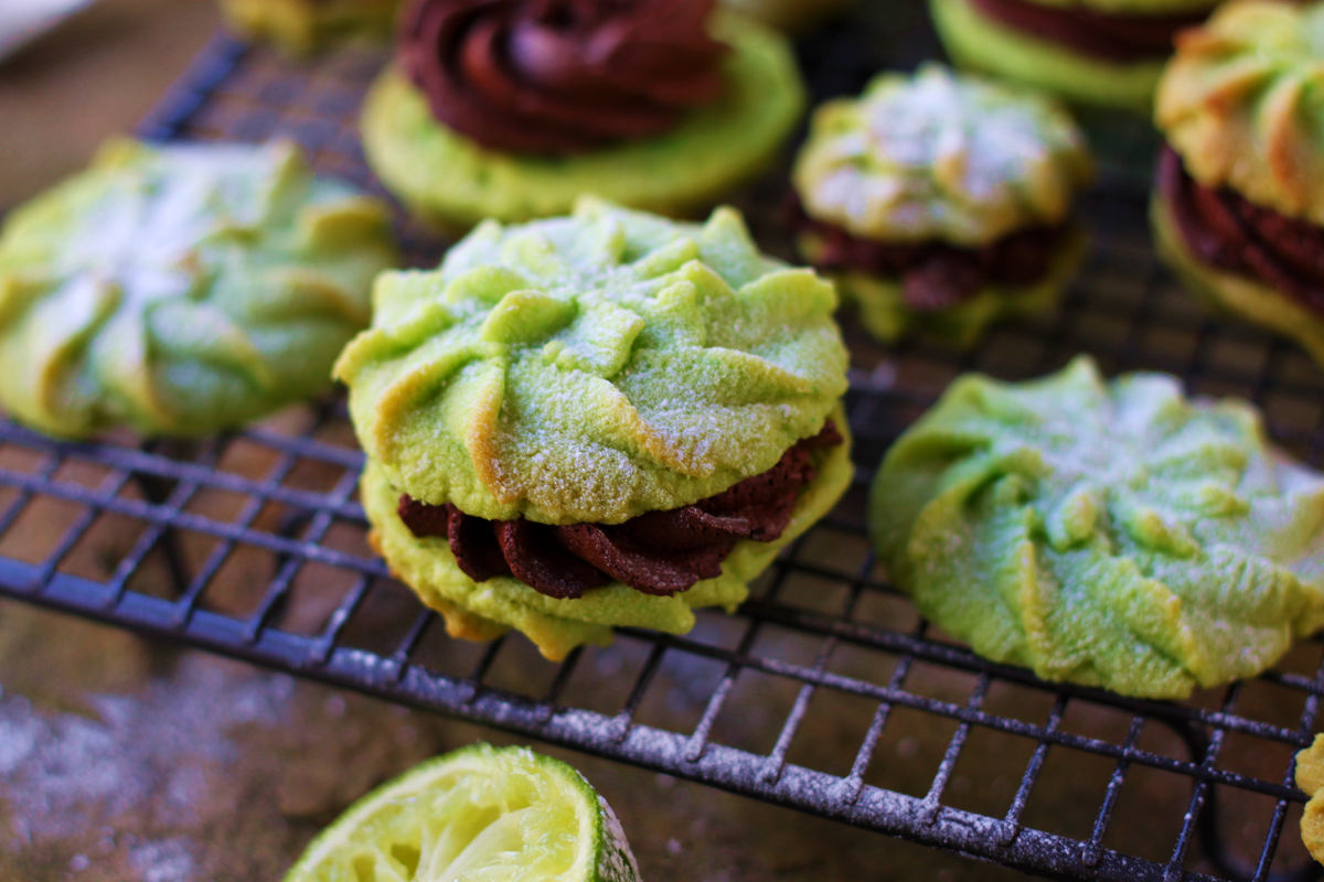 Lime and Dark Chocolate Melting Moments