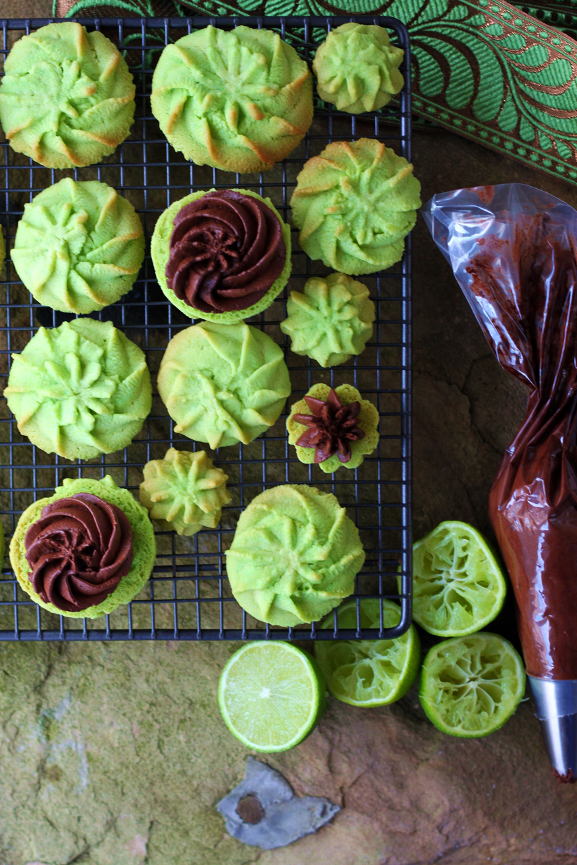 Lime and Dark Chocolate Melting Moments