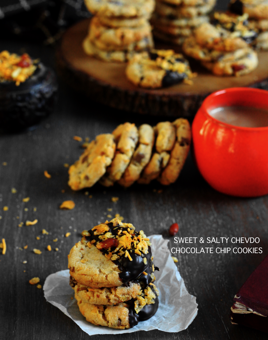 Sweet and Salty Chocolate Chip Chevdo Cookies