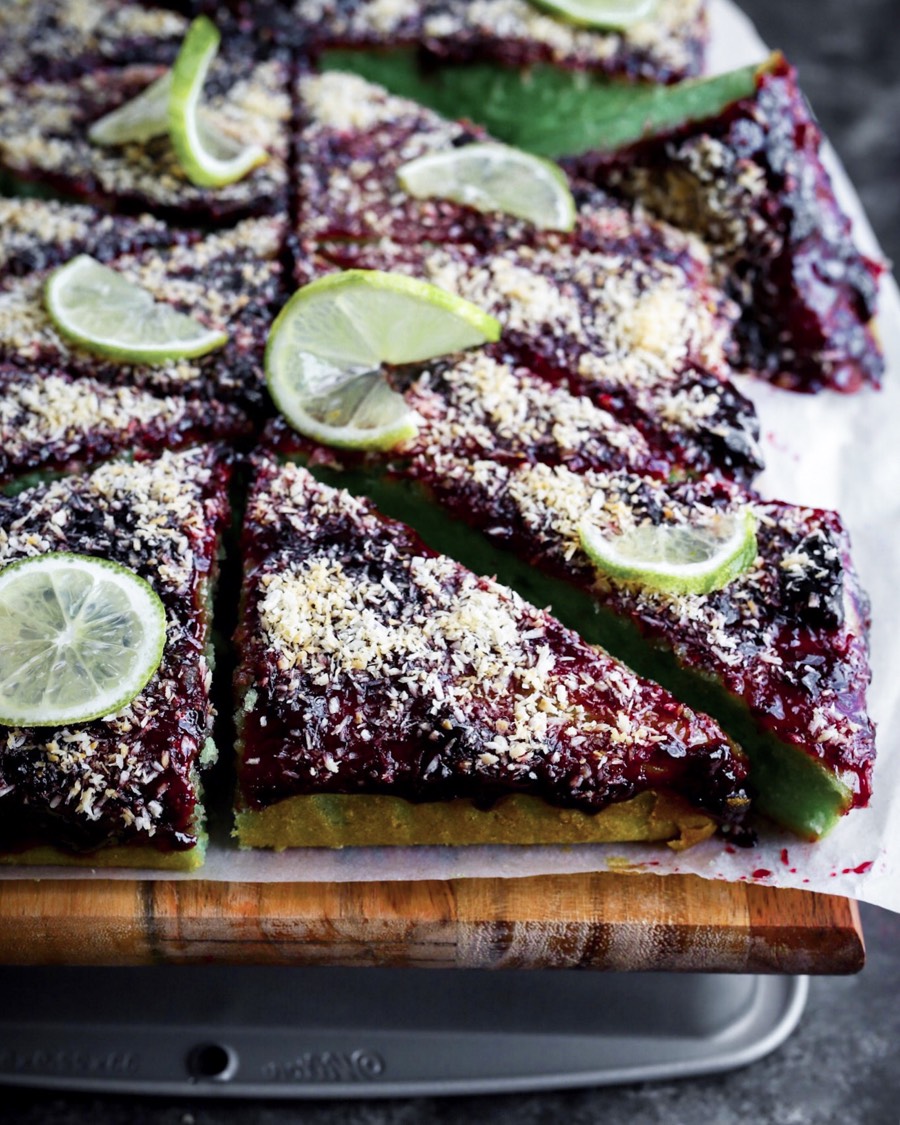 1-Bowl Lime & Cherry Jam Traybake (Vegan)