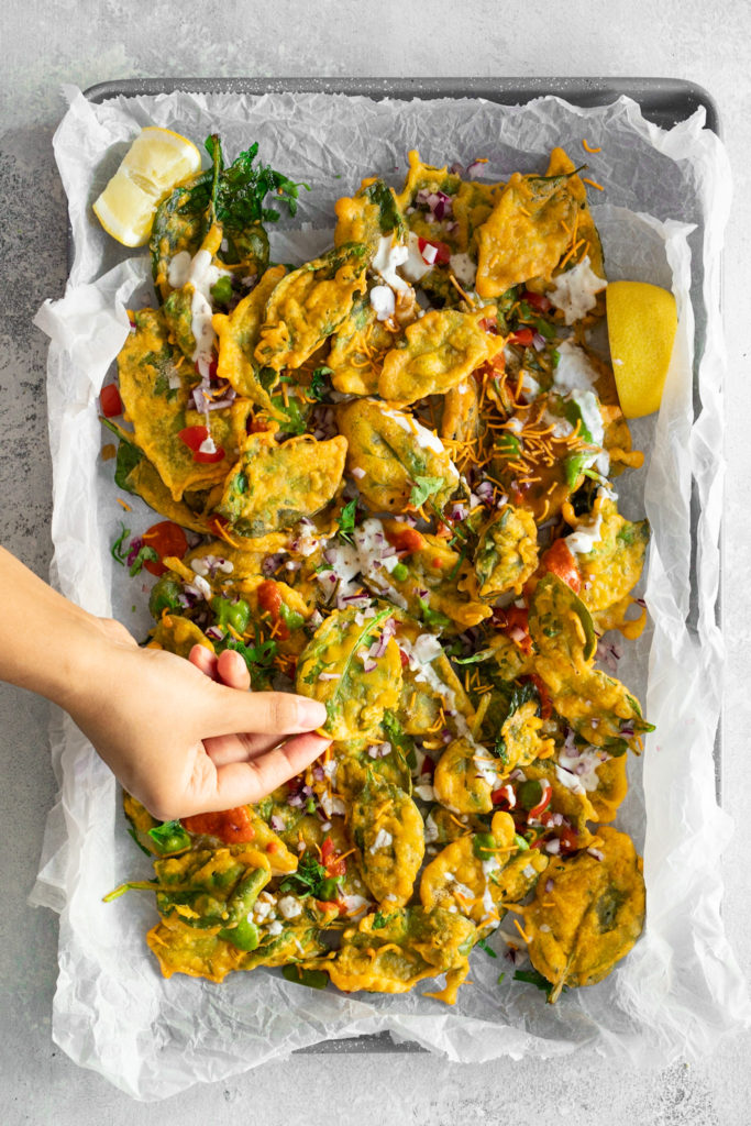 Mumbai Street Food Easy Palak Patta Chaat Vegan Recipe