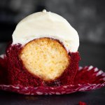 Eggless Red Velvet Cupcakes with Gulab Jamun inside