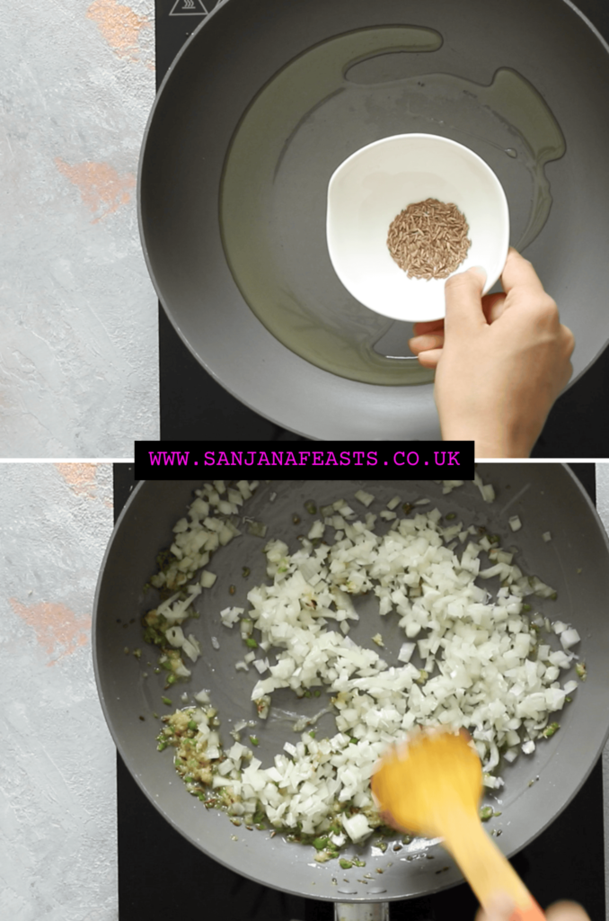 Saute the onions and spices