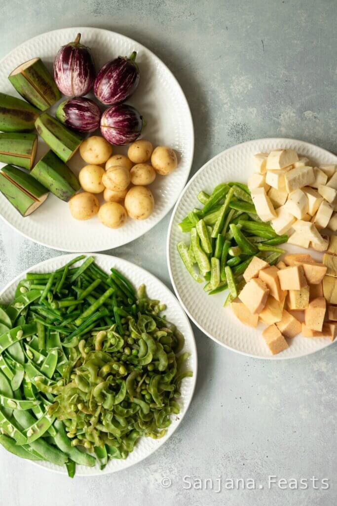 Vegetables for Undhiyu shaak