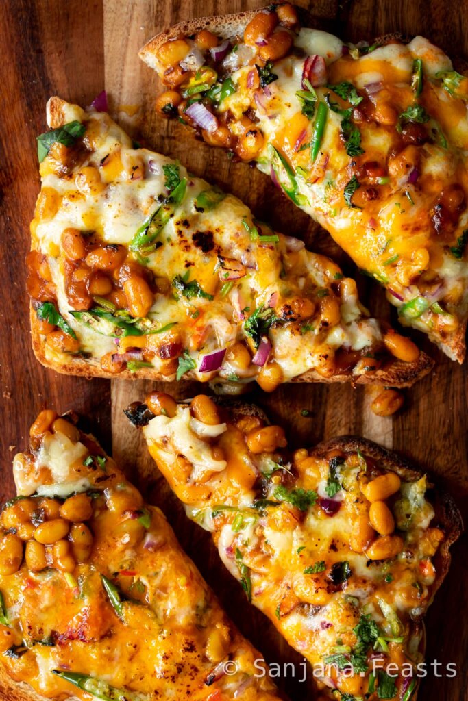 Cheesy Masala Baked Beans on Toast