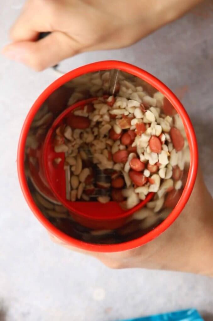 Grind the peanuts