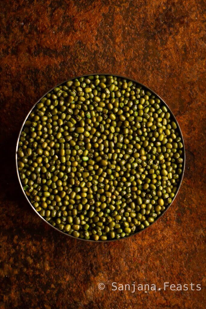 Dried mung beans in a bowl