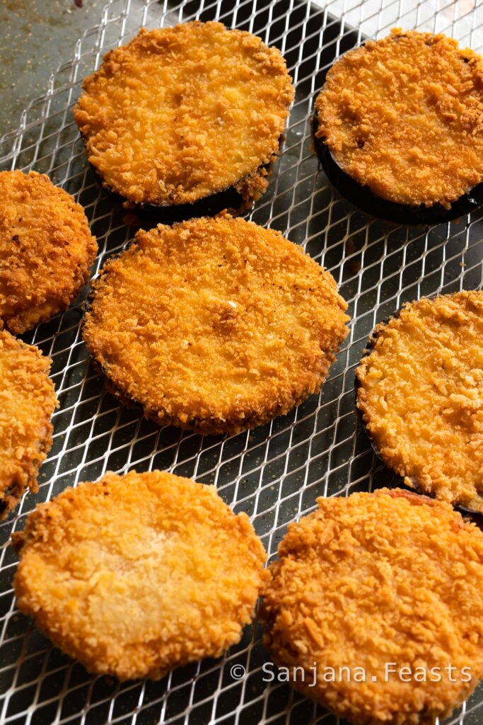 Fried aubergine in panko breadcrumbs