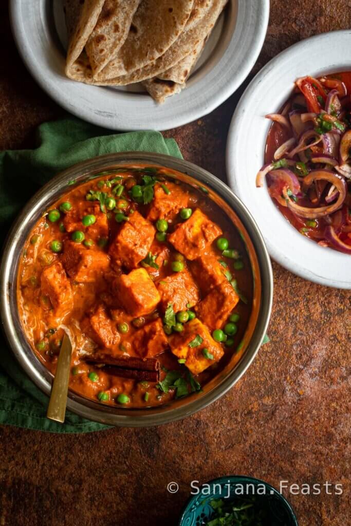 Matar Paneer and roti
