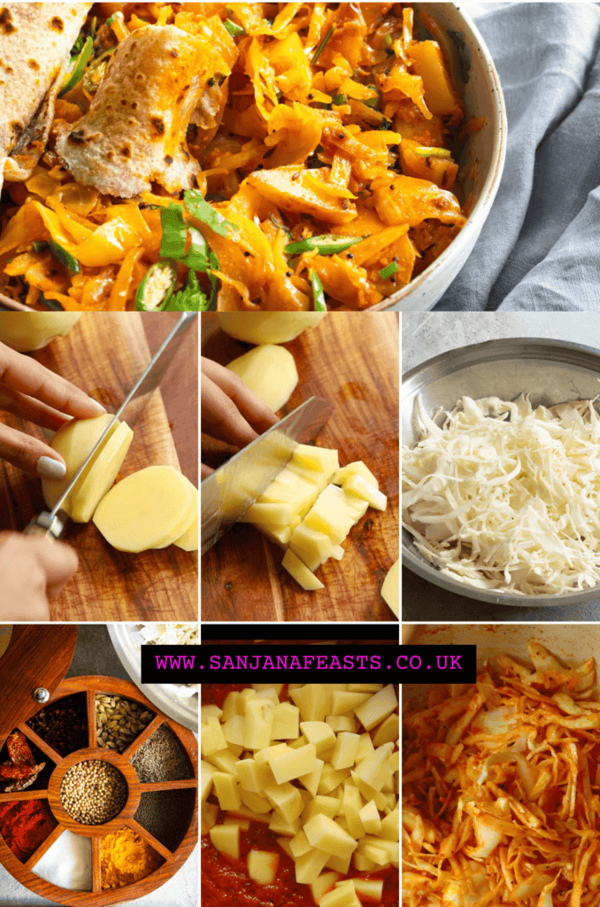 A step by step guide for making Indian cabbage curry