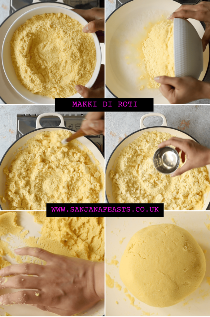 kneading dough for makki di roti