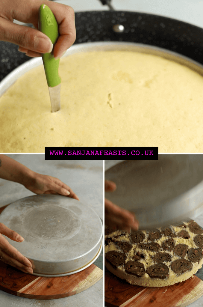 Cook the khaman dhokla in a cake tin with patra