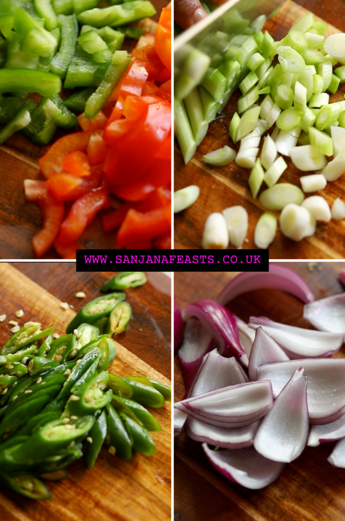 how to chop vegetables for chilli paneer