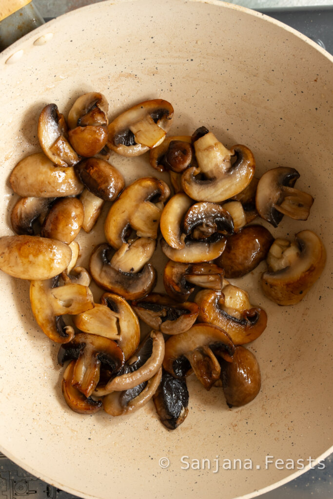 Brown the mushrooms before adding them to the spinach puree