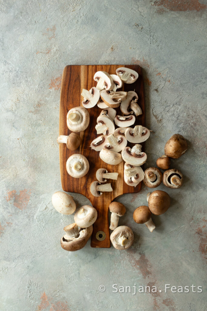 Slice the mushrooms into thick pieces