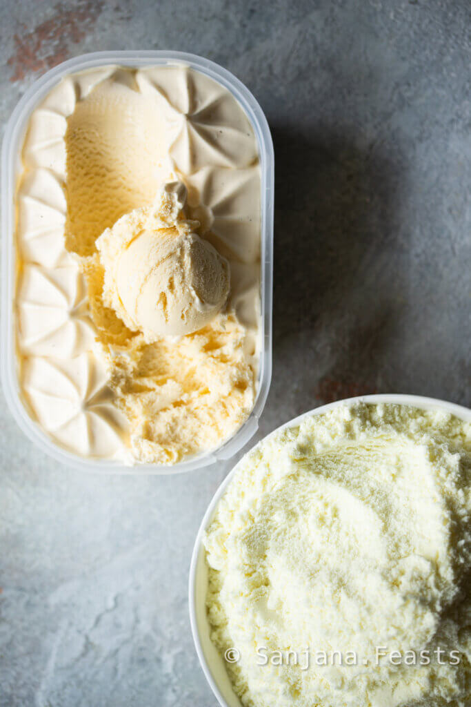 Milk powder barfi with ice cream