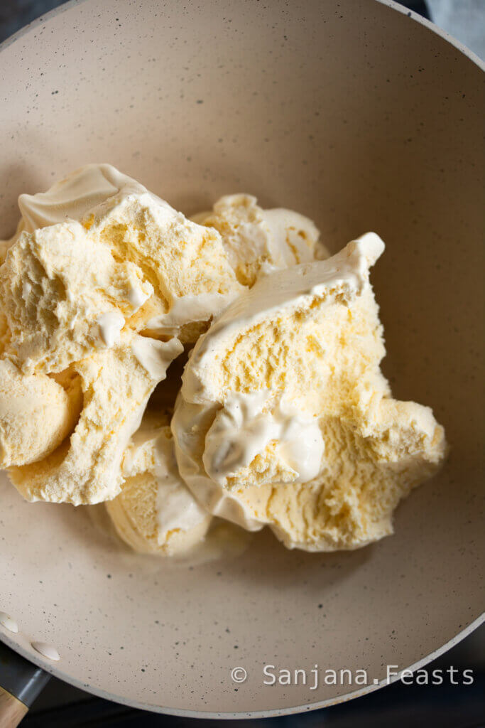 Melting ice cream for barfi