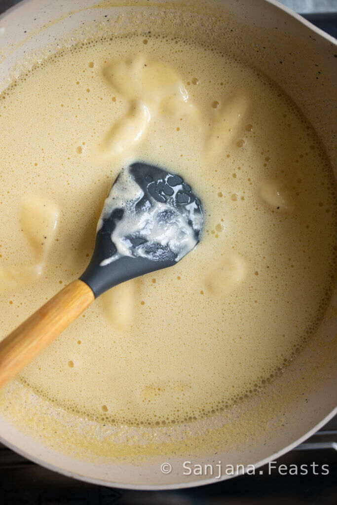 Melt the ice cream in a non stick pan
