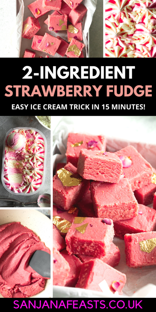 Strawberry Fudge made with ice cream barfi recipe