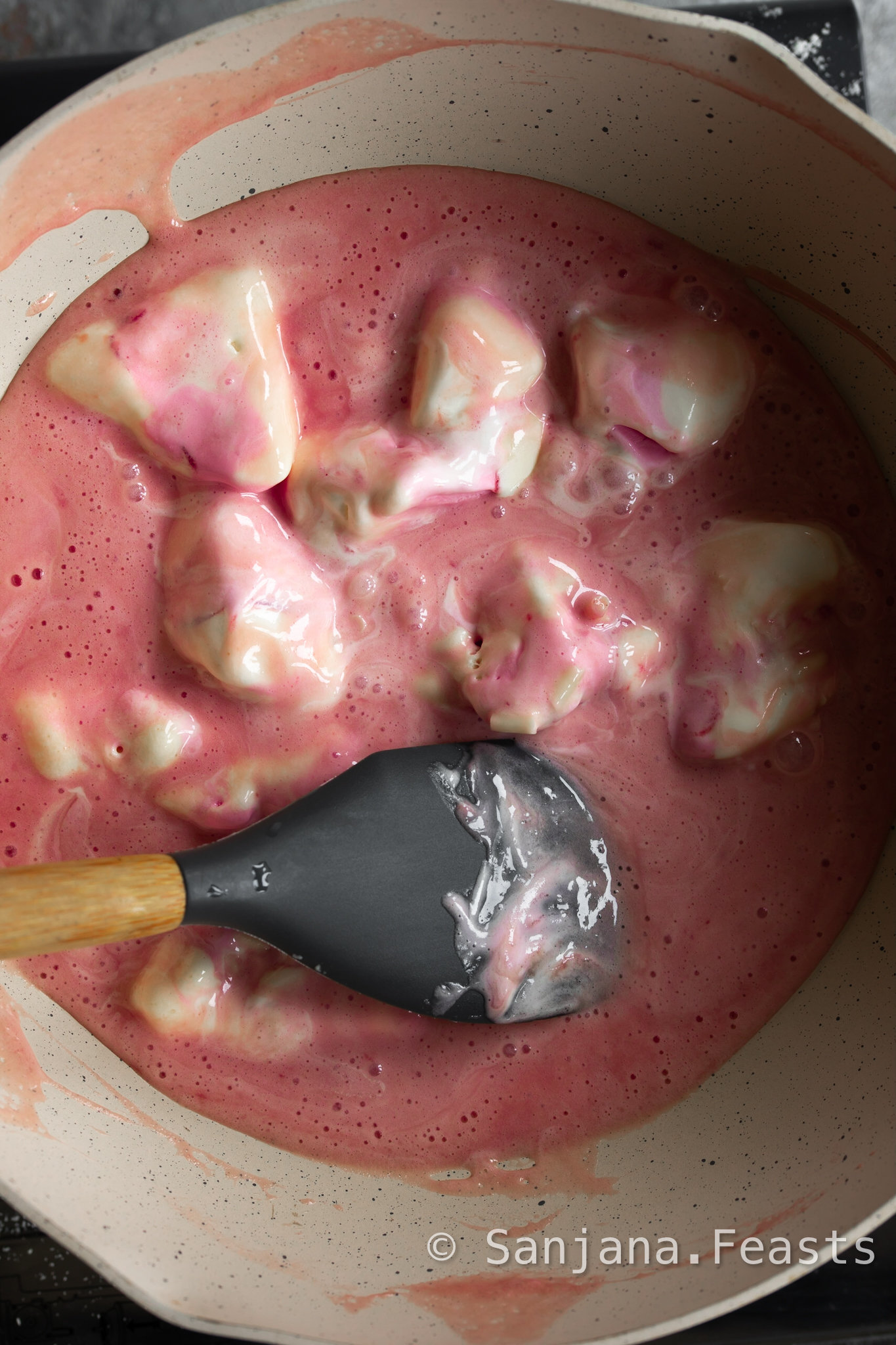 melted strawberry ice cream for barfi