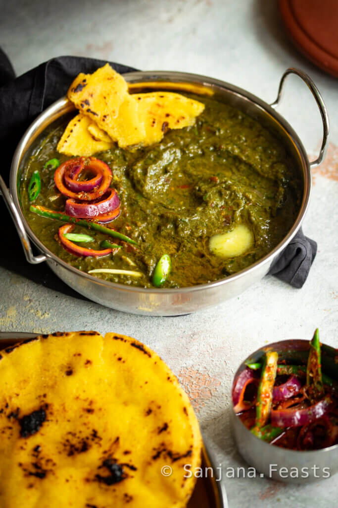 Punjabi cooking Saag with Makki ki roti