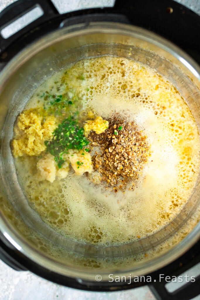 Cook the aromatics and onions