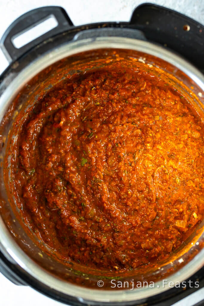 Masala paste after spices have been added