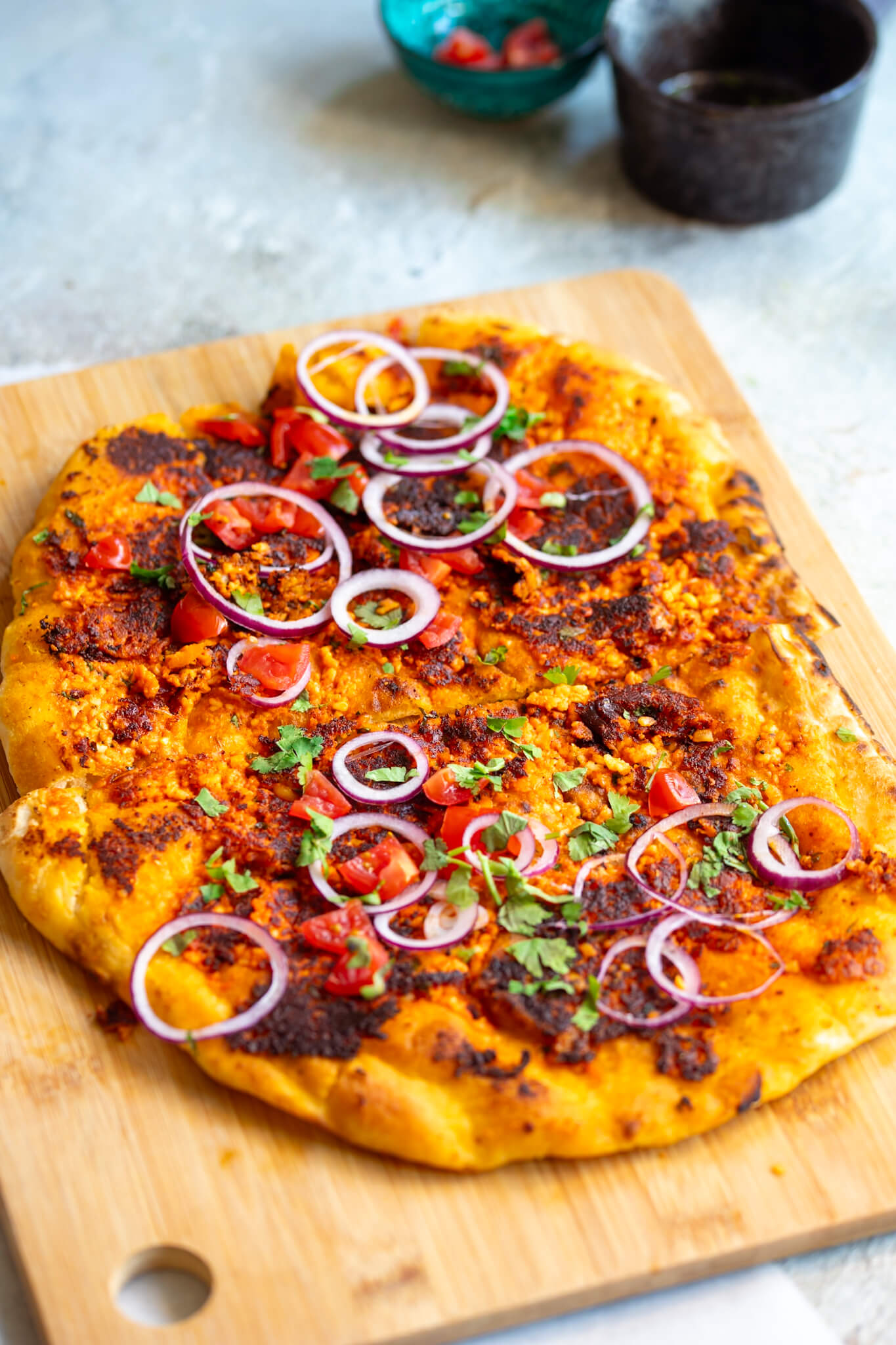 tandoori paneer lahmacun vegetarian cheese turkish pizza