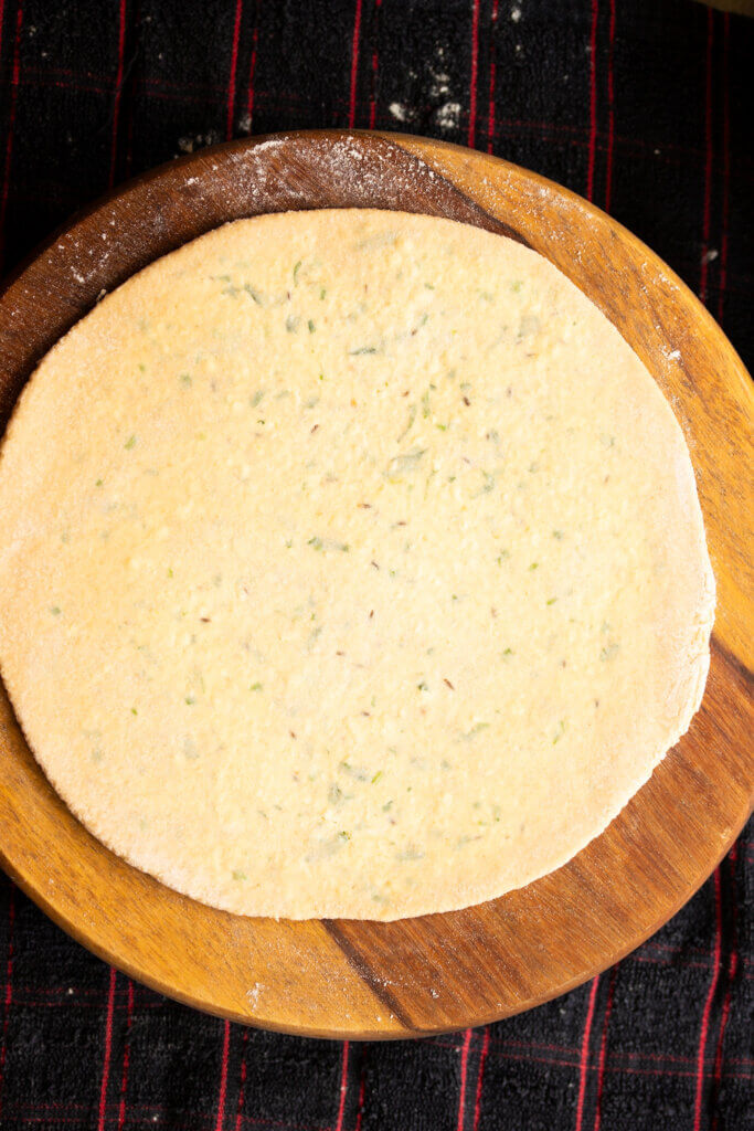 rolled out indian paratha stuffed