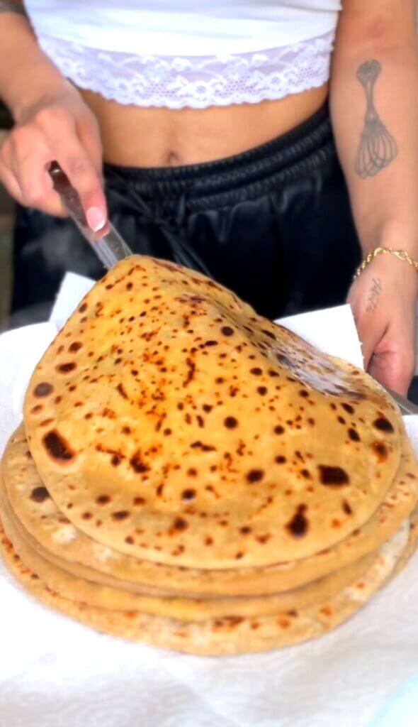 soft stack of paneer paratha