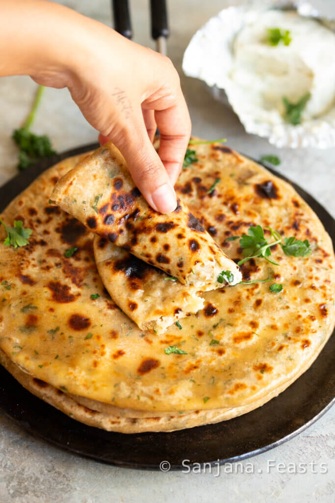 Aloo Paratha with French boursin