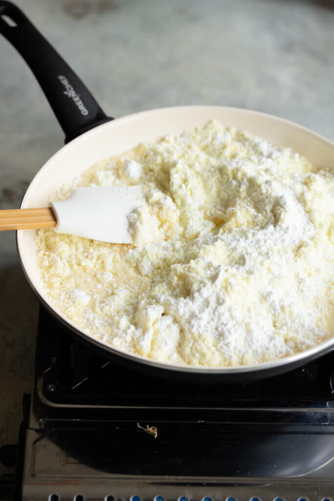 stir the burfi mix well