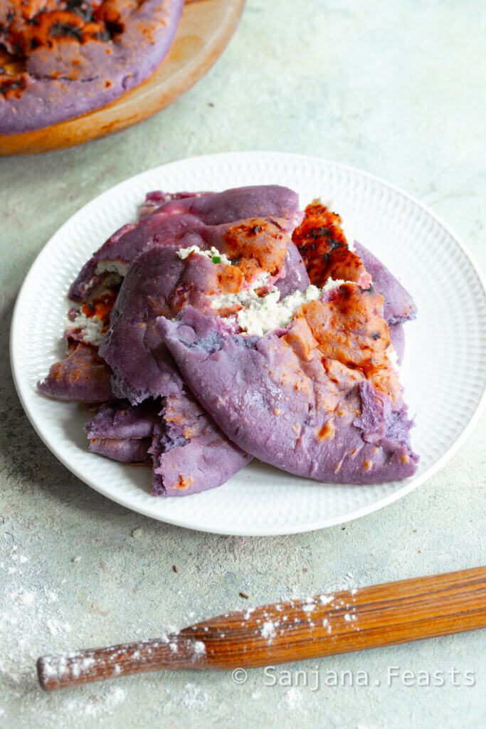 ube cheese naan purple sweet potato naan