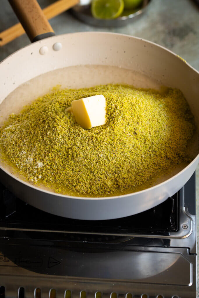 cook the pistachio mixture with butter