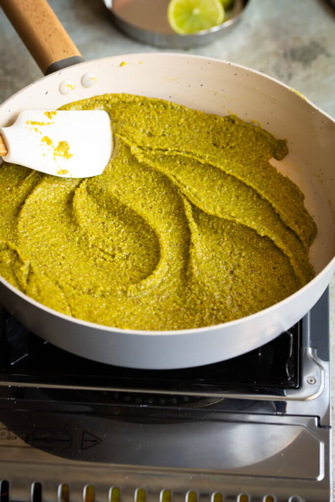 stir the pistachio katli mixture