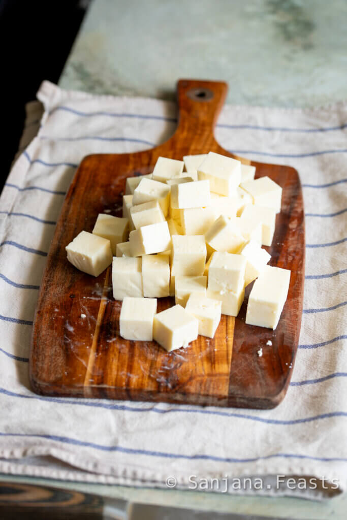Paneer cubes for chilli paneer