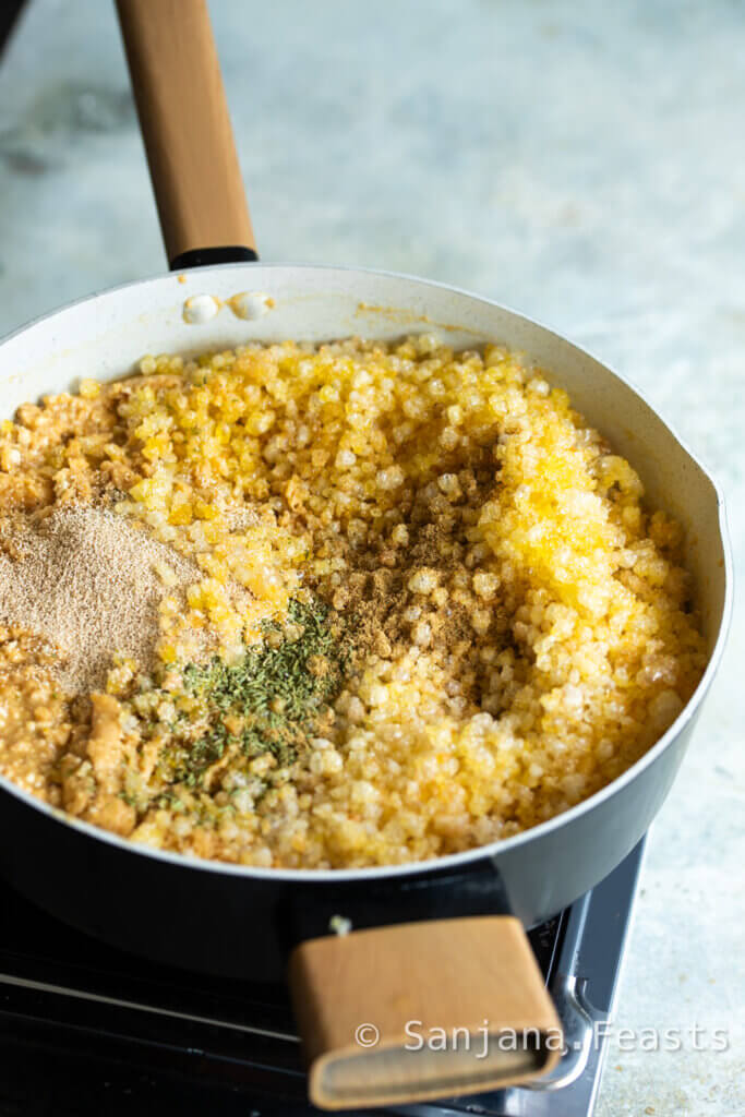 add the spices and katlu powder