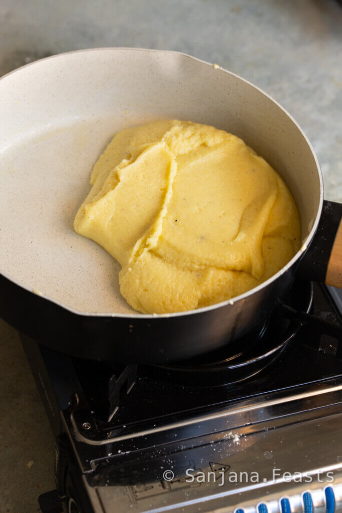 cooked burfi mixture