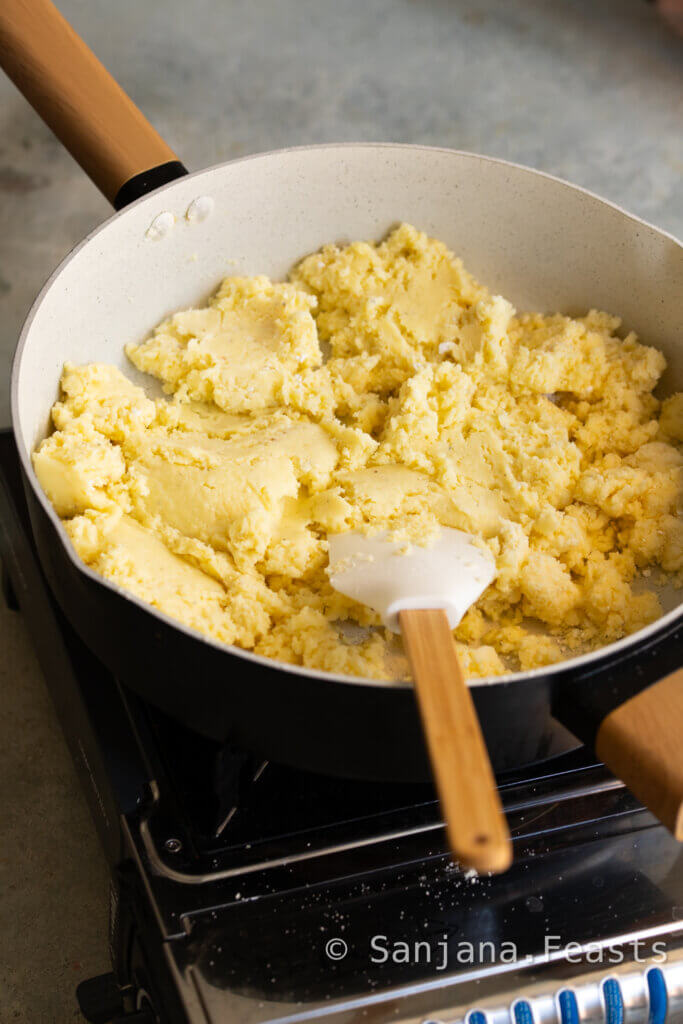 mix together the ingredients for burfi